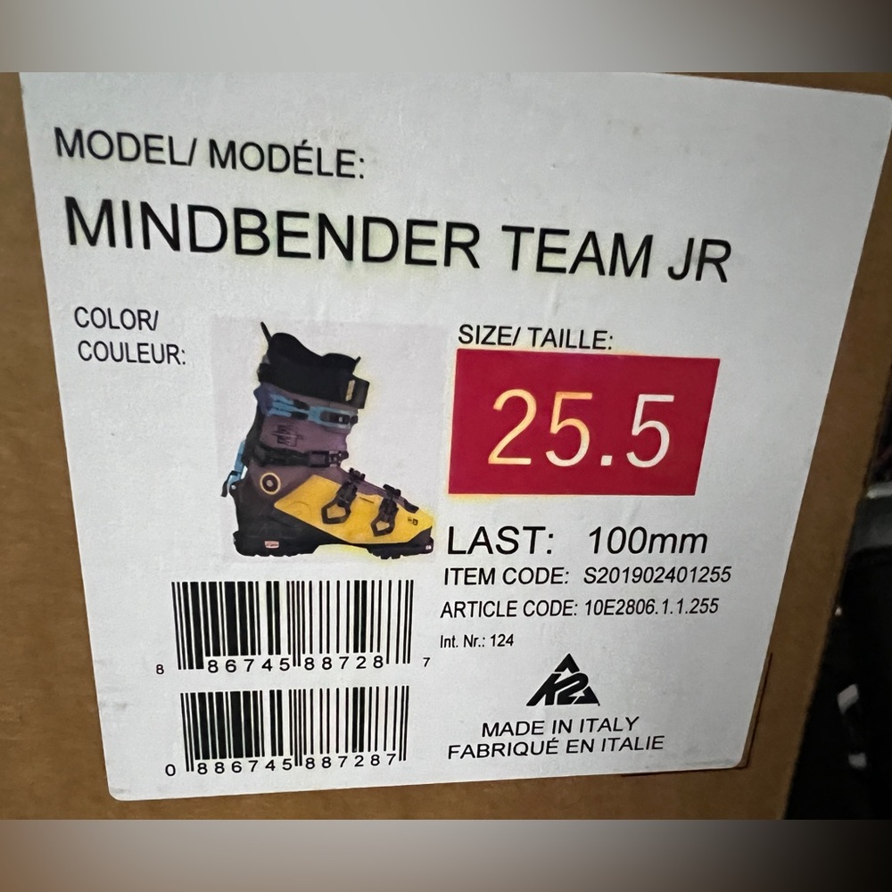K2 Mindbender Team Jr. size 25.5 100mm - worn one season